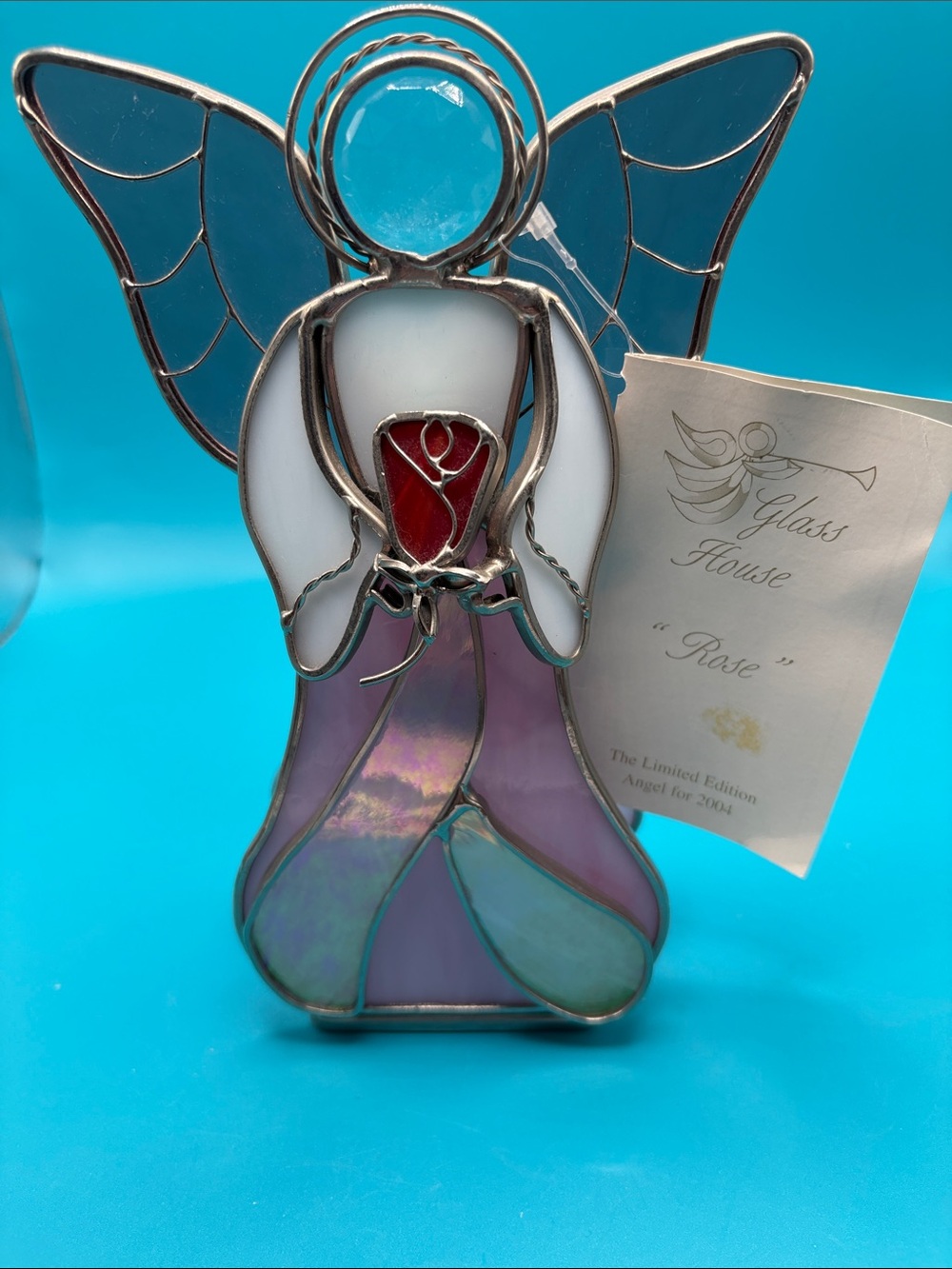 Glass House “Rose” Limited Edition Stained Glass Angel
